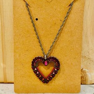 Ayalabar Elegant Pink and Red Heart Pendant Necklace